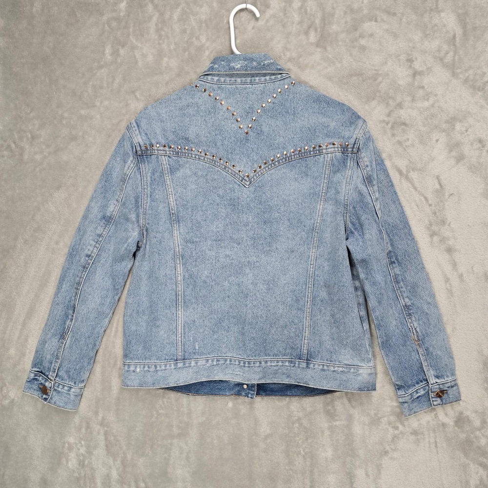 Victorias Secret Womens Medium Denim Jacket Studded Embellished Blue Jean Jacket - Picture 5 of 9